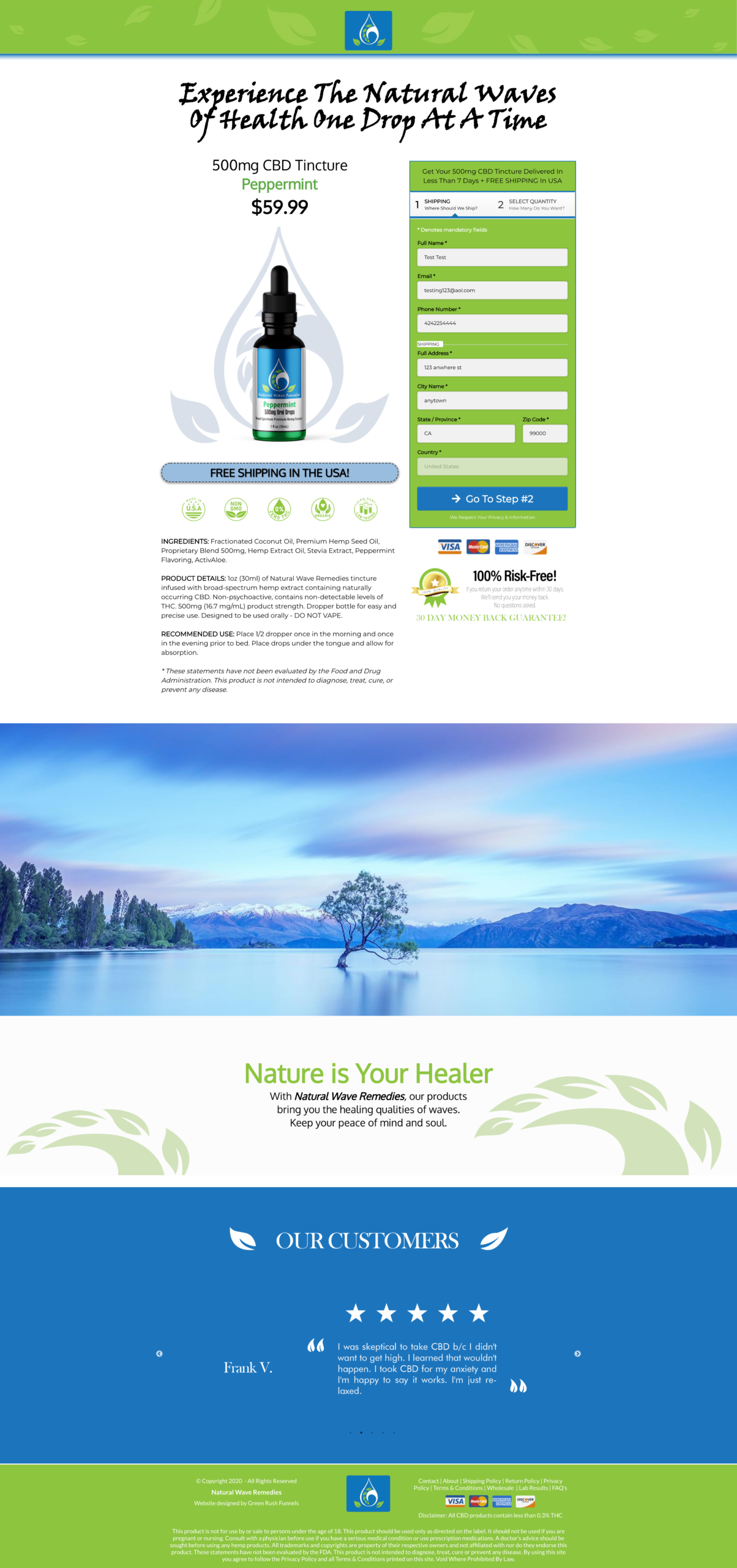 Natural Wave Remedies Product Funnel